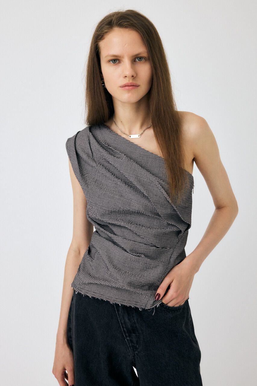 MOUSSY「PLAID ONE SHOULDER ブラウス」|その他|WHT
