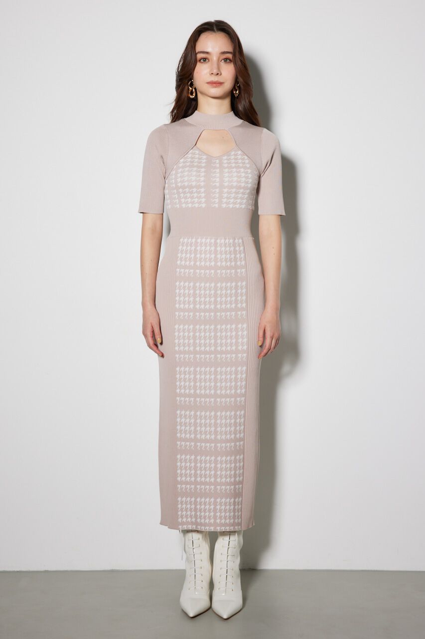 rienda「2WAY千鳥パターンタイトニットワンピース」|ワンピース|