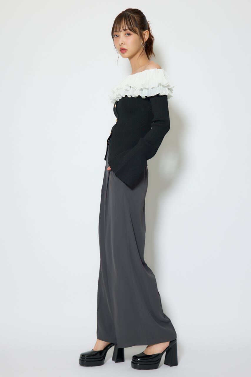 rienda「プリーツレースオフショルニットトップス」|ニット・セーター|