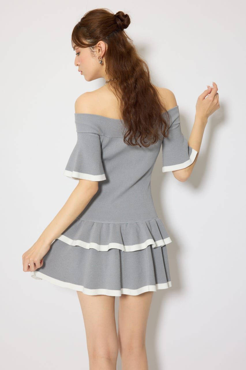 rienda「オフショルフロントジップニットミニワンピース」|ワンピース|