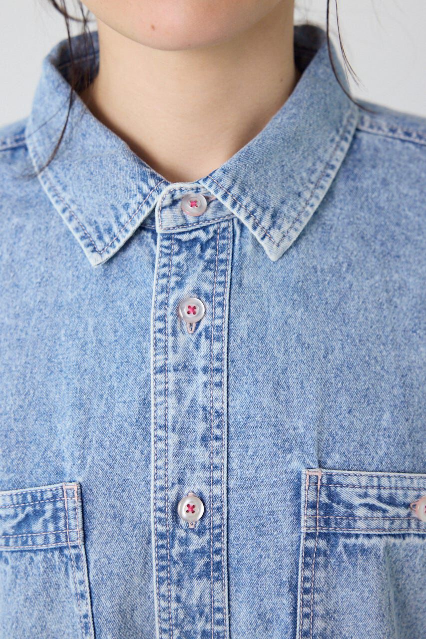 RODEO CROWNS「＜WEB先行アイテム＞デニムワイドシャツ」|シャツ・ブラウス|