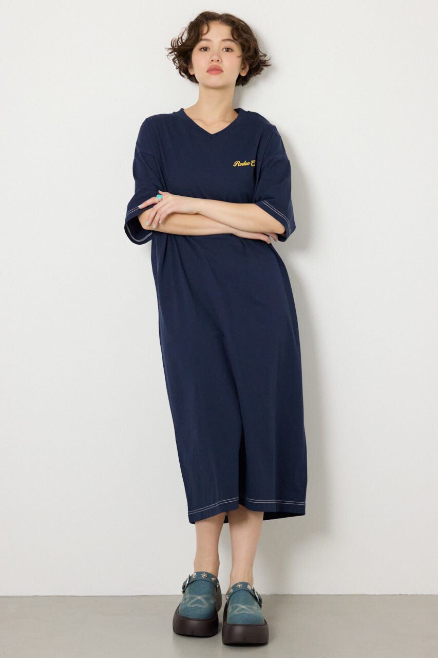 RODEO CROWNS「＜WEB先行アイテム＞ハーフスリーブステッチワンピース」|ワンピース|