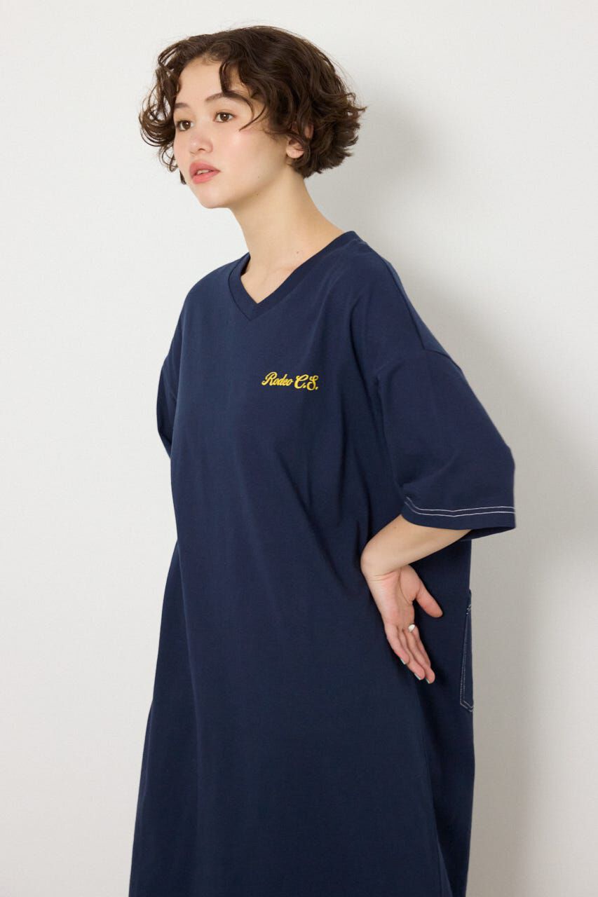 RODEO CROWNS「＜WEB先行アイテム＞ハーフスリーブステッチワンピース」|ワンピース|