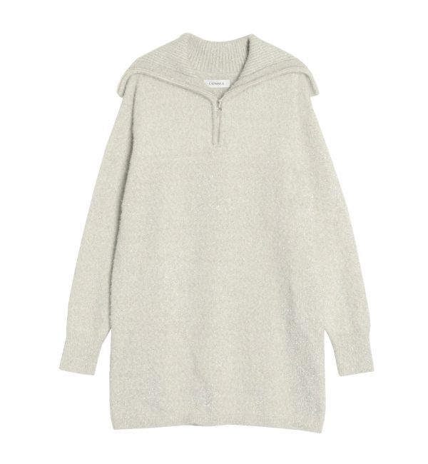 CALNAMUR「TWINKLE SHAGGY KNIT MINI OP/トゥインクルシャギーニットワンピース」|ワンピース|ホワイト