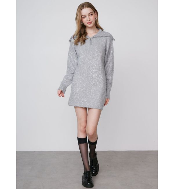 CALNAMUR「TWINKLE SHAGGY KNIT MINI OP/トゥインクルシャギーニットワンピース」|ワンピース|