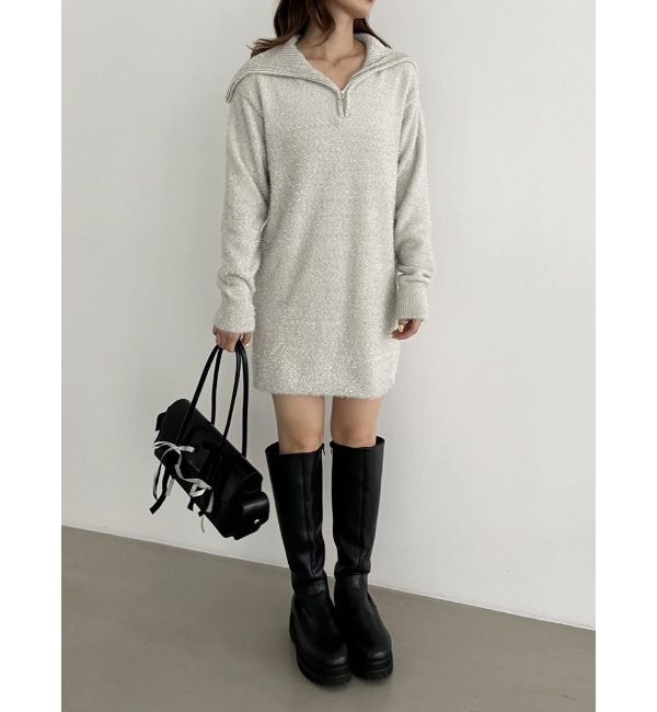 CALNAMUR「TWINKLE SHAGGY KNIT MINI OP/トゥインクルシャギーニットワンピース」|ワンピース|
