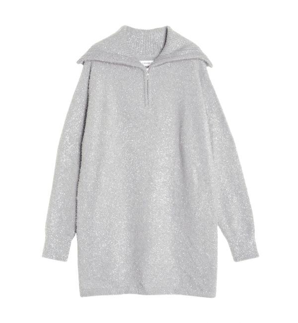 CALNAMUR「TWINKLE SHAGGY KNIT MINI OP/トゥインクルシャギーニットワンピース」|ワンピース|シルバー