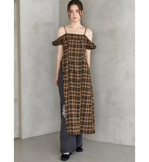 CALNAMUR「２ＷＡＹチェックロングワンピース」|ワンピース|