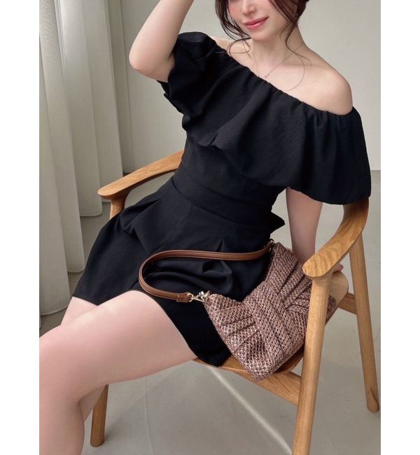 RESEXXY「バルーンオフショルショートコンビネゾン」|オールインワン|ブラック