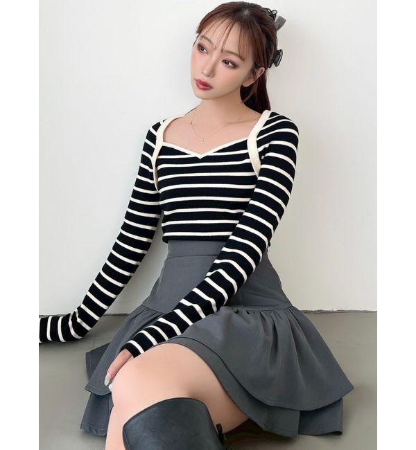 RESEXXY「ハートネックラグランニットトップス」|ニット・セーター|