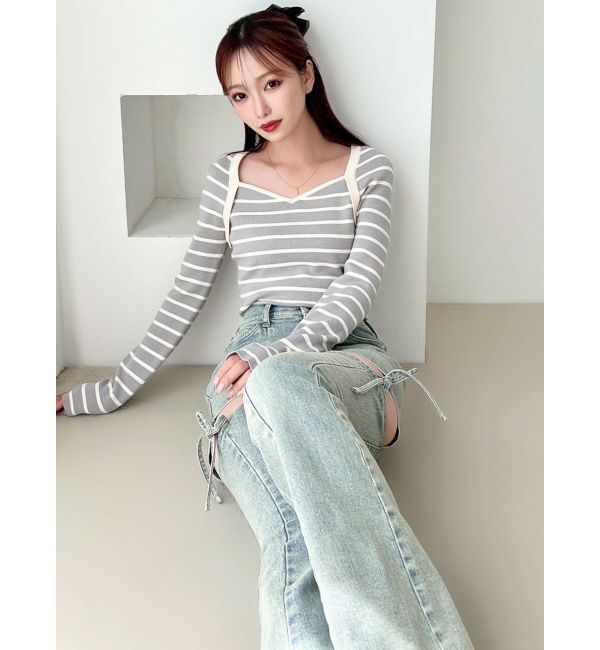 RESEXXY「ハートネックラグランニットトップス」|ニット・セーター|