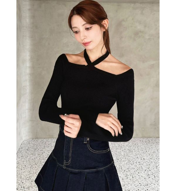 RESEXXY「フロントクロスリブニットプルオーバー」|ニット・セーター|