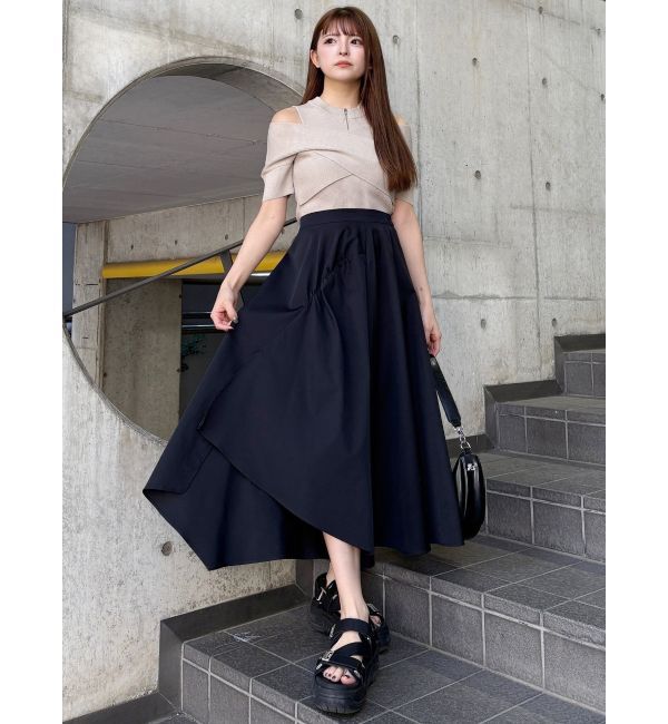 MURUA「ZIPカシュクールハーフニット」|ニット・セーター|