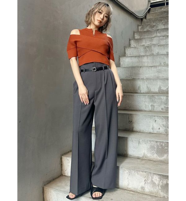 MURUA「ZIPカシュクールハーフニット」|ニット・セーター|