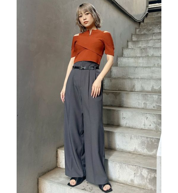 MURUA「ZIPカシュクールハーフニット」|ニット・セーター|