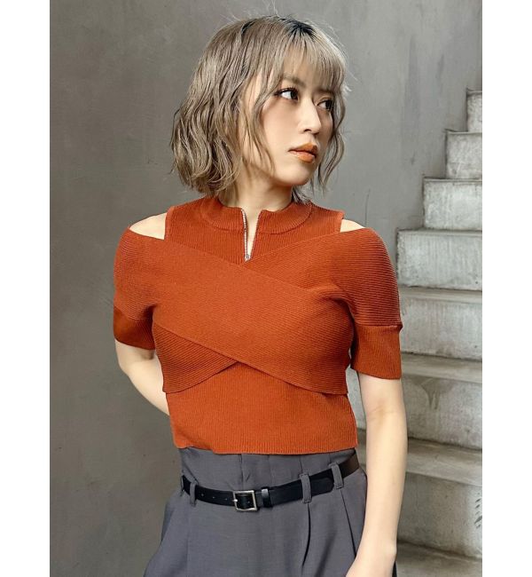 MURUA「ZIPカシュクールハーフニット」|ニット・セーター|