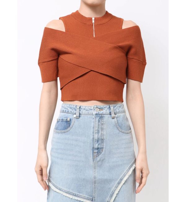 MURUA「ZIPカシュクールハーフニット」|ニット・セーター|