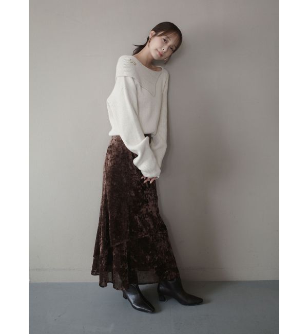 LAGUNAMOON「アシンメトリーカラーニットプルオーバー」|ニット・セーター|