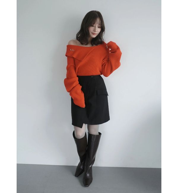 LAGUNAMOON「アシンメトリーカラーニットプルオーバー」|ニット・セーター|