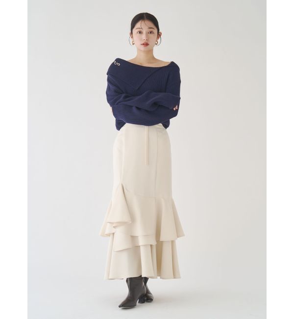 LAGUNAMOON「アシンメトリーカラーニットプルオーバー」|ニット・セーター|