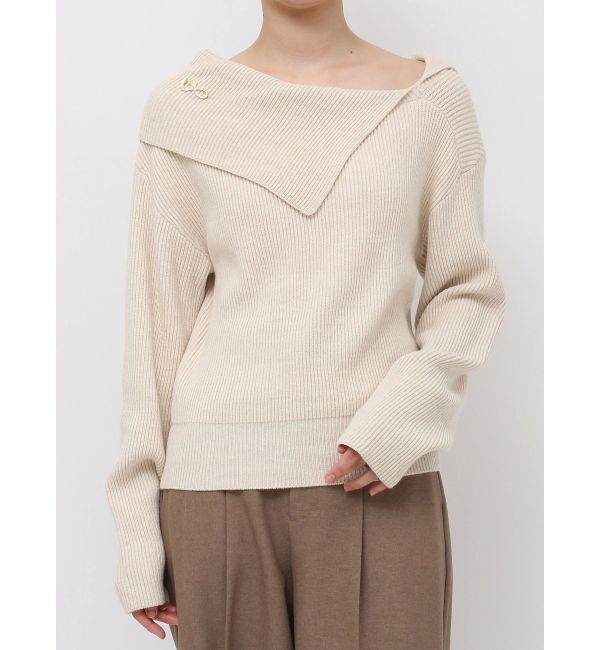 LAGUNAMOON「アシンメトリーカラーニットプルオーバー」|ニット・セーター|