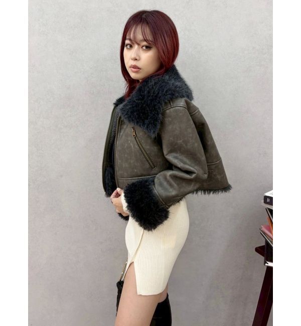 EVRIS「BIGカラーフェイクファーショートブルゾン」|ブルゾン・スタジャン|