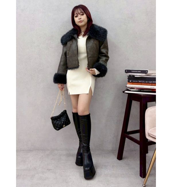 EVRIS「BIGカラーフェイクファーショートブルゾン」|ブルゾン・スタジャン|