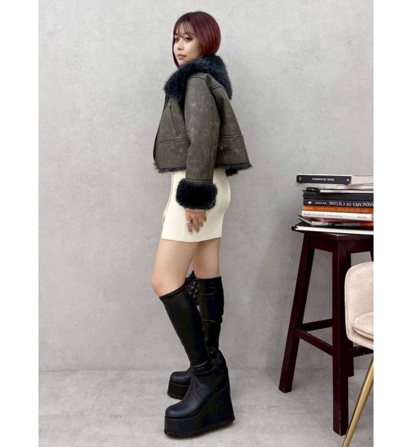 EVRIS「BIGカラーフェイクファーショートブルゾン」|ブルゾン・スタジャン|