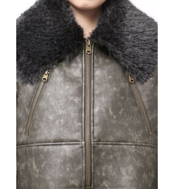 EVRIS「BIGカラーフェイクファーショートブルゾン」|ブルゾン・スタジャン|