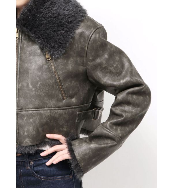 EVRIS「BIGカラーフェイクファーショートブルゾン」|ブルゾン・スタジャン|