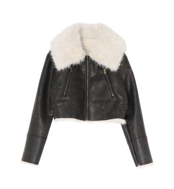 EVRIS「BIGカラーフェイクファーショートブルゾン」|ブルゾン・スタジャン|