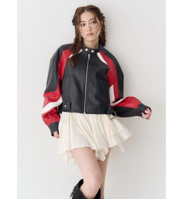 EVRIS「エンブレムドッキングバイカーブルゾン【セットアップ着用可能】」|ブルゾン・スタジャン|