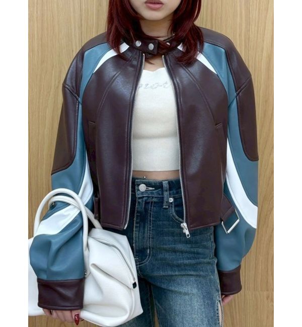 EVRIS「エンブレムドッキングバイカーブルゾン【セットアップ着用可能】」|ブルゾン・スタジャン|