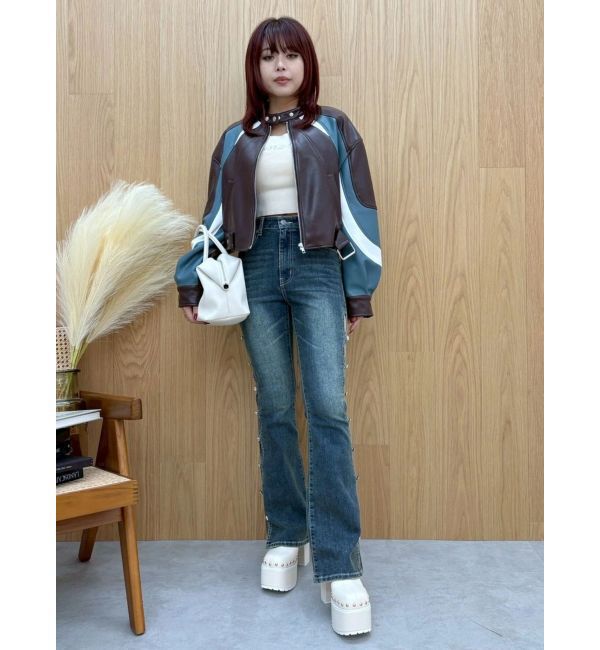 EVRIS「エンブレムドッキングバイカーブルゾン【セットアップ着用可能】」|ブルゾン・スタジャン|