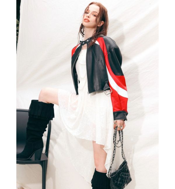 EVRIS「エンブレムドッキングバイカーブルゾン【セットアップ着用可能】」|ブルゾン・スタジャン|