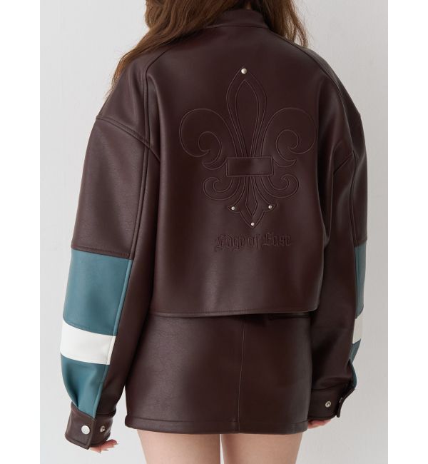 EVRIS「エンブレムドッキングバイカーブルゾン【セットアップ着用可能】」|ブルゾン・スタジャン|ブラウン