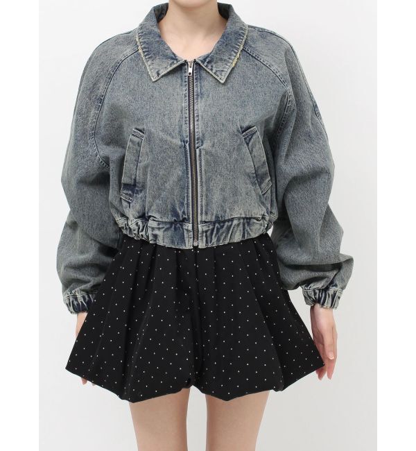 EVRIS「ヴィンテージライクデニムショートブルゾン」|ブルゾン・スタジャン|