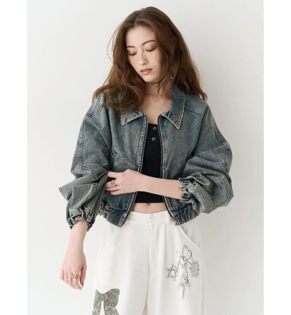 EVRIS「ヴィンテージライクデニムショートブルゾン」|ブルゾン・スタジャン|