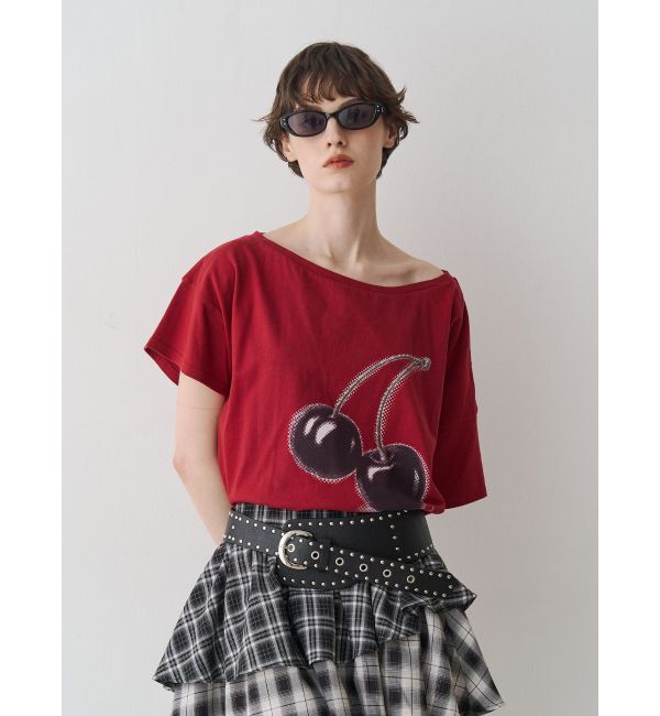 jouetie「チェリーワンショルルーズTシャツ」|Tシャツ・カットソー|