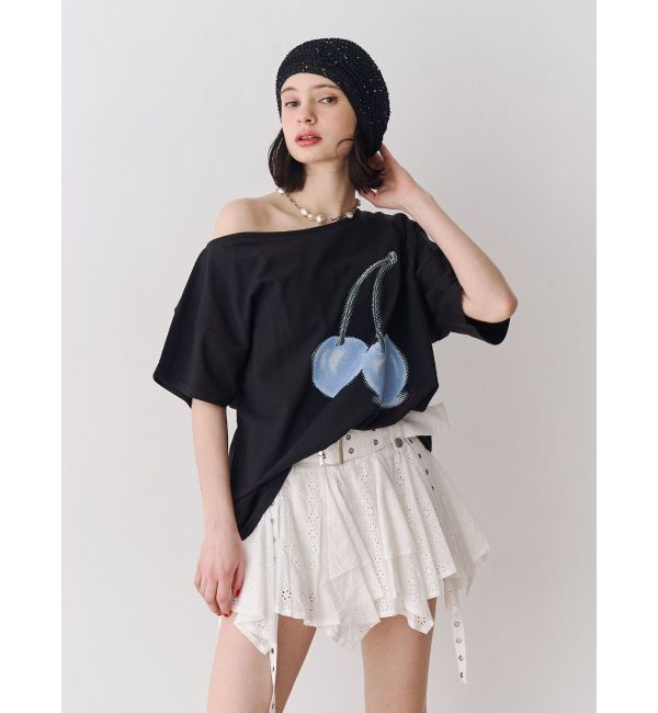 jouetie「チェリーワンショルルーズTシャツ」|Tシャツ・カットソー|