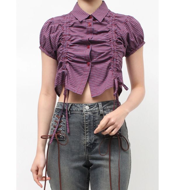 jouetie「ギャザーコンパクトブラウス」|シャツ・ブラウス|ボルドー