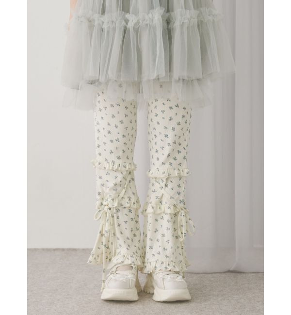 merry jenny「floralフリルリブフレアパンツ」|その他|アイボリー
