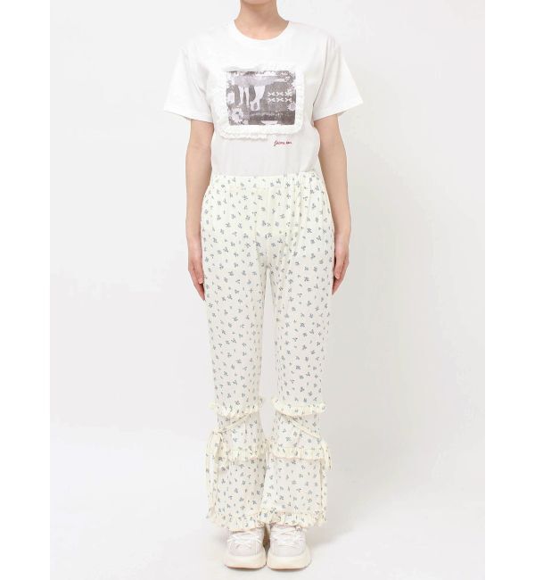 merry jenny「floralフリルリブフレアパンツ」|その他|