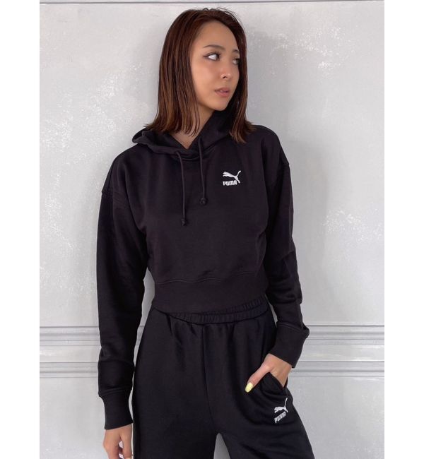 GYDA「PUMA CLASSICSクロップドフーディTR」|パーカー|ブラック