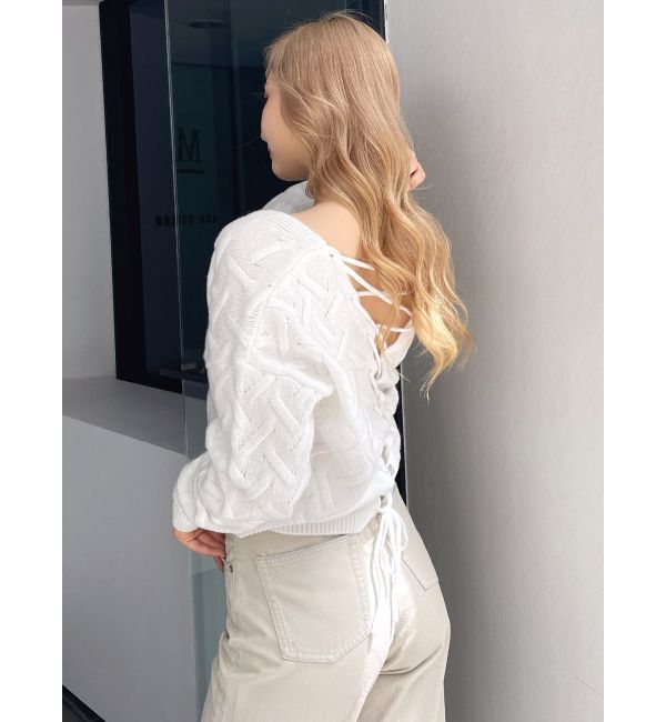 GYDA「BACKレースアップニットカーディガン」|カーディガン|