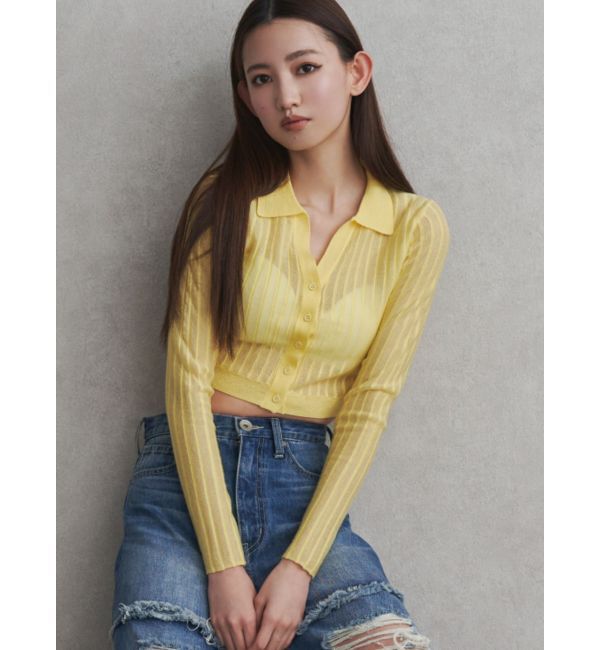 GYDA「シアーニットポロトップス」|ニット・セーター|