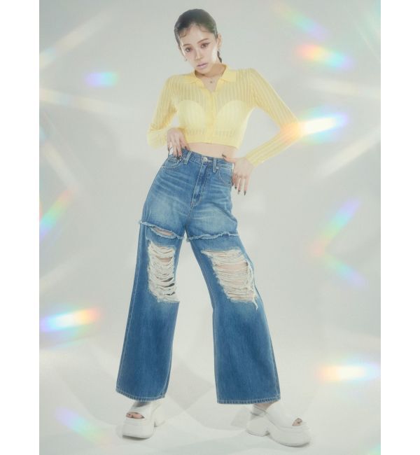 GYDA「シアーニットポロトップス」|ニット・セーター|