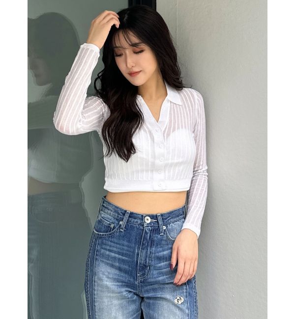 GYDA「シアーニットポロトップス」|ニット・セーター|