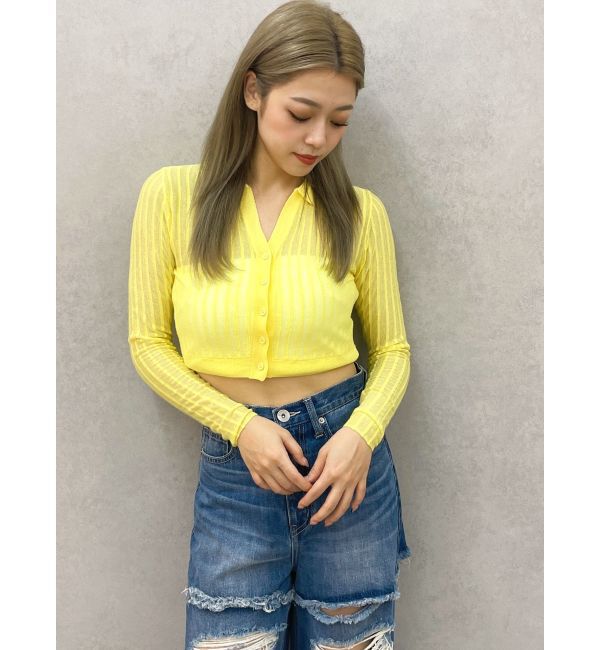 GYDA「シアーニットポロトップス」|ニット・セーター|