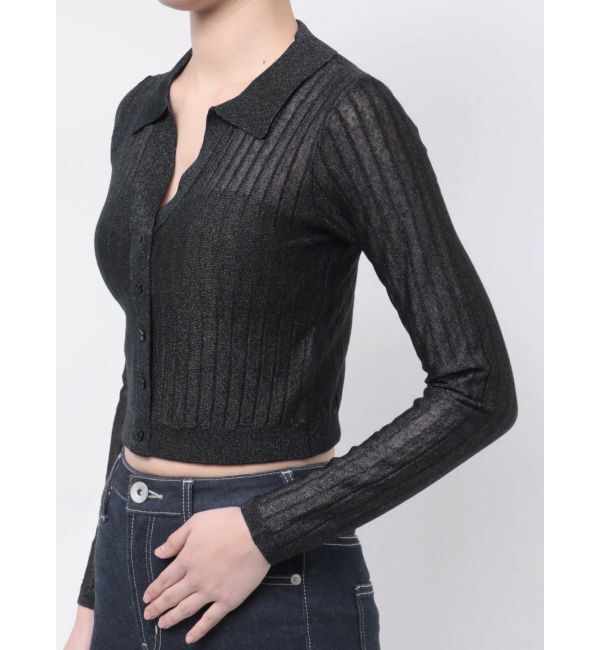 GYDA「シアーニットポロトップス」|ニット・セーター|